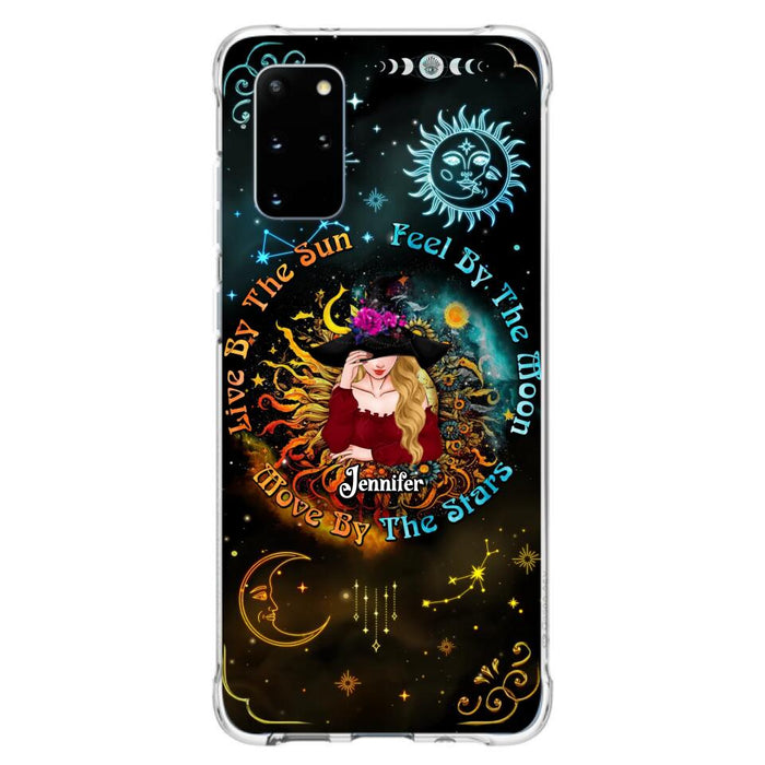 Custom Personalized Witch Phone Case - Gift Idea For Halloween/Witch Lovers - Live By The Sun Feel By The Moon Move By The Stars - Case For iPhone &  Samsung