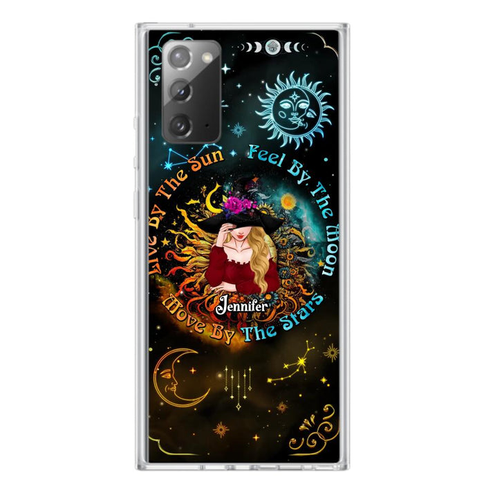 Custom Personalized Witch Phone Case - Gift Idea For Halloween/Witch Lovers - Live By The Sun Feel By The Moon Move By The Stars - Case For iPhone &  Samsung