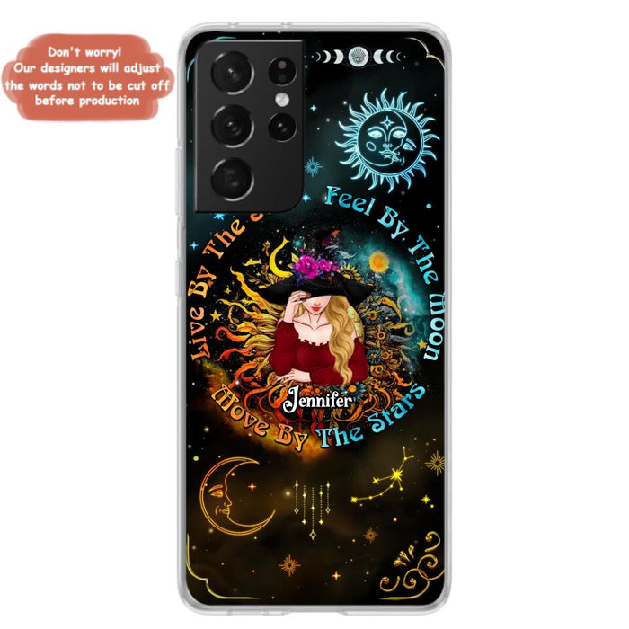 Custom Personalized Witch Phone Case - Gift Idea For Halloween/Witch Lovers - Live By The Sun Feel By The Moon Move By The Stars - Case For iPhone &  Samsung