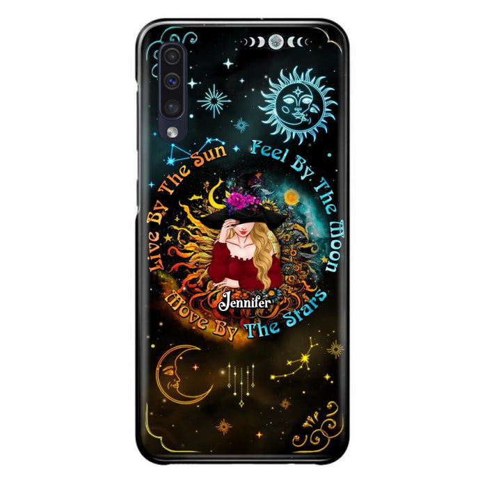 Custom Personalized Witch Phone Case - Gift Idea For Halloween/Witch Lovers - Live By The Sun Feel By The Moon Move By The Stars - Case For iPhone &  Samsung