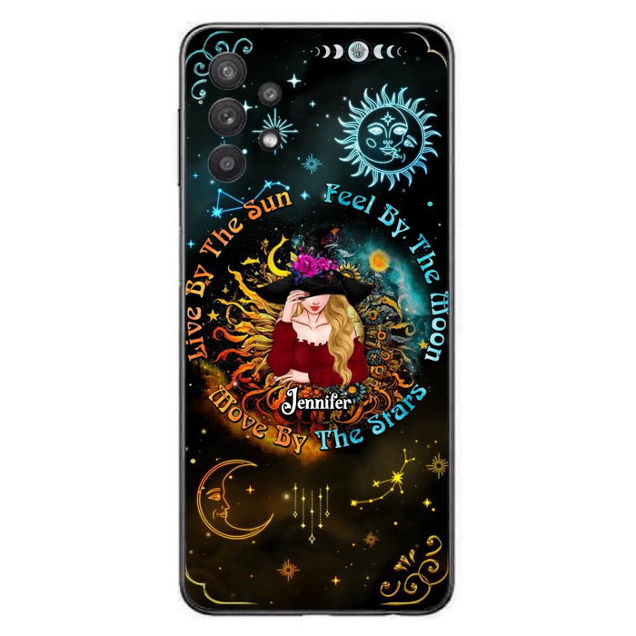 Custom Personalized Witch Phone Case - Gift Idea For Halloween/Witch Lovers - Live By The Sun Feel By The Moon Move By The Stars - Case For iPhone &  Samsung