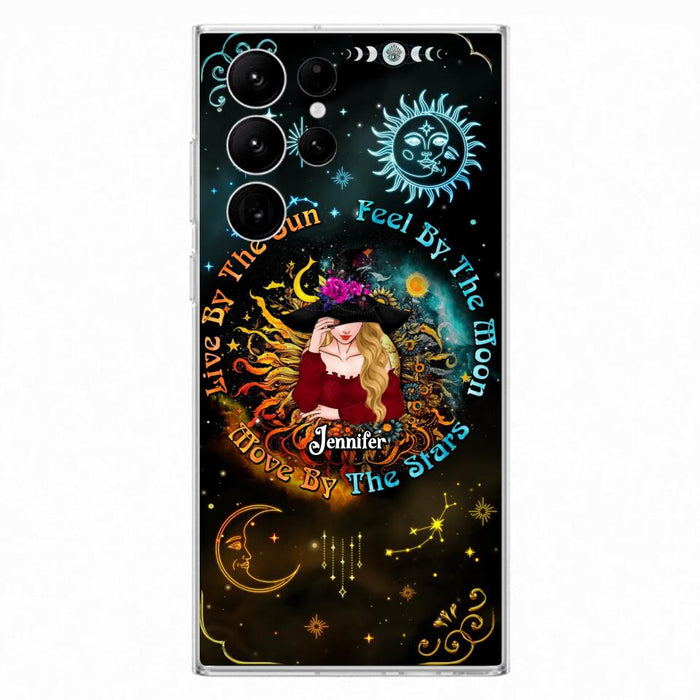 Custom Personalized Witch Phone Case - Gift Idea For Halloween/Witch Lovers - Live By The Sun Feel By The Moon Move By The Stars - Case For iPhone &  Samsung