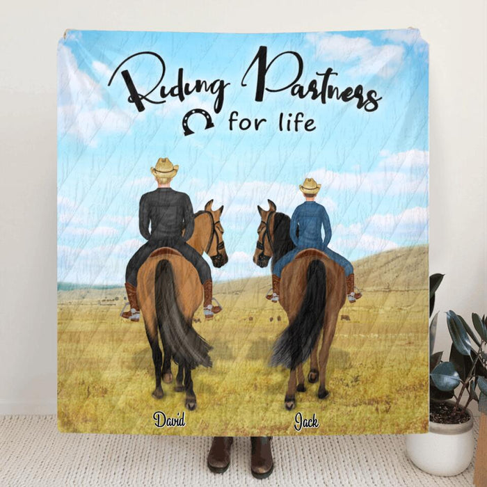 Custom Personalized Riding Horse Blanket - Best Gift For Father's Day - Father Upto 2 Kids - Riding Partners For Life