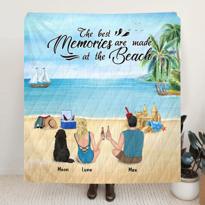 Custom Personalized Beach Camping Quilt/Fleece Blanket - Couple/ Family With Upto 3 Pets - Father's day Gift From Wife To Husband - The Best Memories Are Made At The Beach - P2F40K