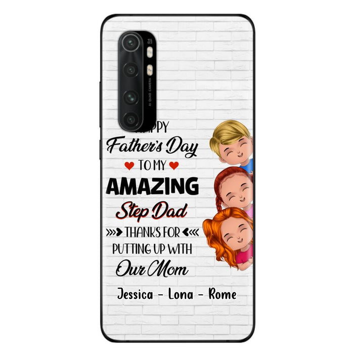 Custom Personalized Dad Phone Case - Gift Idea For Father's Day - Upto 3 Kids - To My Amazing Step Dad Thanks For Putting Up With Our Mom - Case For Oppo, Xiaomi & Huawei