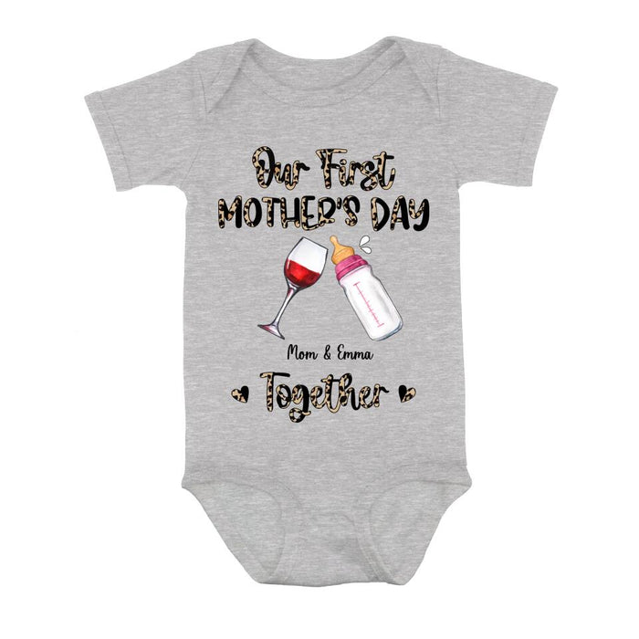 Custom Personalized Baby Onesie/T-Shirt - Mother's Day Gift Idea For Baby/Mom - Our First Mother's Day Together