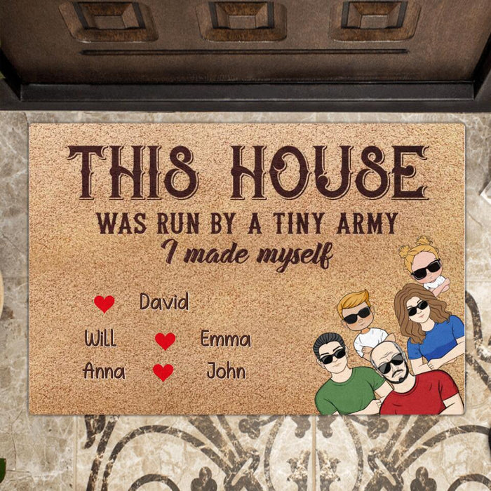 Custom Personalized Family Doormat - Gift Idea For Father's Day/Mother's Day - Upto 5 People - This House Was Run By A Tiny Army I Made Myself