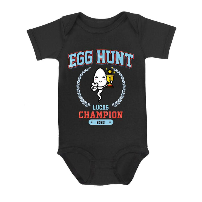 Custom Personalized Kid T-shirt/ Baby Onesie - Gift Idea From Mother/ Father to Kid - Egg Hunt Champion 2023