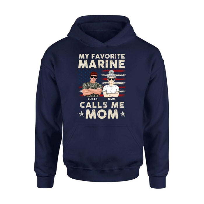 Custom Personalized Veteran Mom T-Shirt/Long Sleeve/Sweatshirt/Hoodie - Mother's Day Gift Idea For Veteran's Mom - My Favorite Marine Calls Me Mom