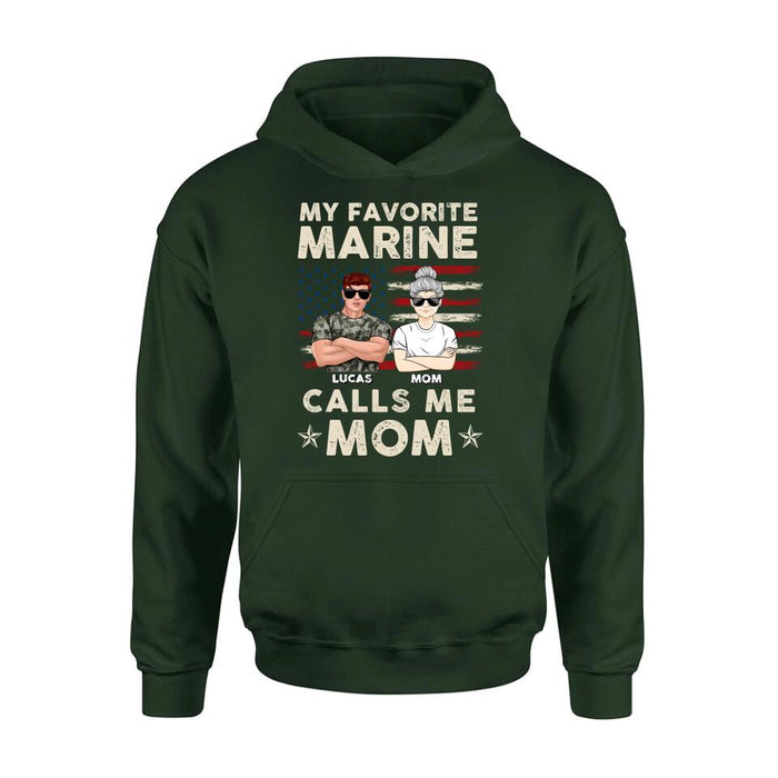 Custom Personalized Veteran Mom T-Shirt/Long Sleeve/Sweatshirt/Hoodie - Mother's Day Gift Idea For Veteran's Mom - My Favorite Marine Calls Me Mom