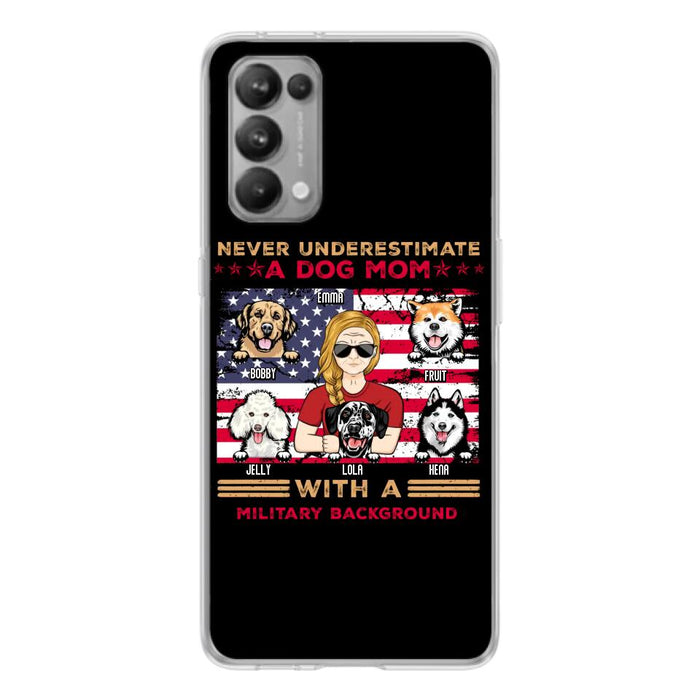 Custom Personalized Dog Mom Phone Case - Upto 5 Dogs - Gift Idea For Mother's Day/ Dog Lover - Never Underestimate A Dog Mom With A Military Background - Case For Xiaomi/Oppo/Huawei