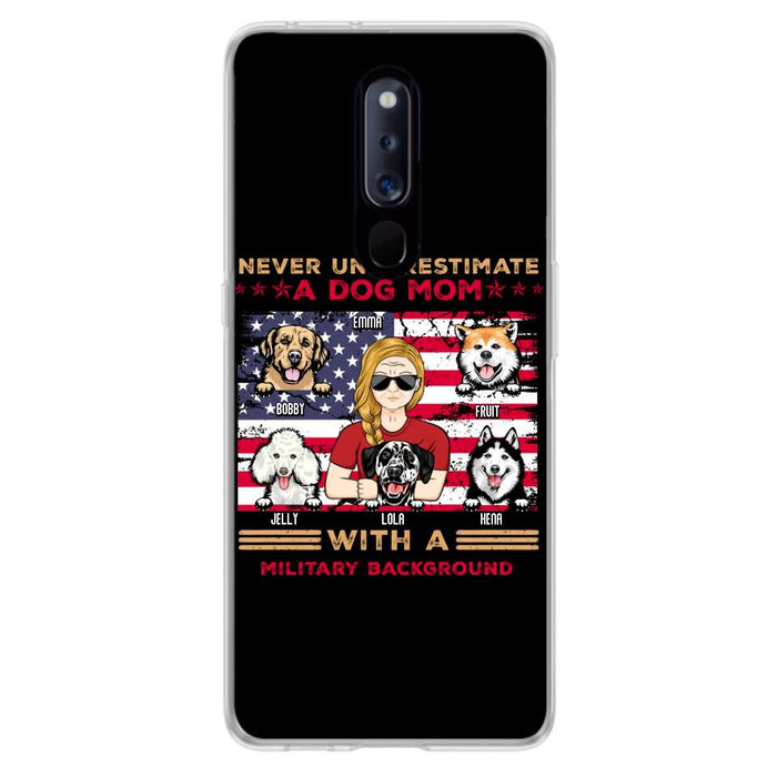 Custom Personalized Dog Mom Phone Case - Upto 5 Dogs - Gift Idea For Mother's Day/ Dog Lover - Never Underestimate A Dog Mom With A Military Background - Case For Xiaomi/Oppo/Huawei