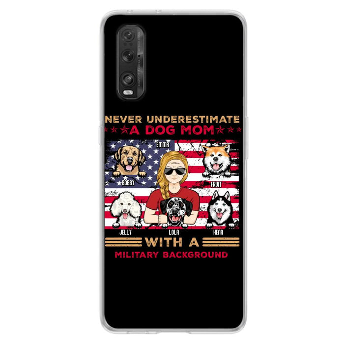 Custom Personalized Dog Mom Phone Case - Upto 5 Dogs - Gift Idea For Mother's Day/ Dog Lover - Never Underestimate A Dog Mom With A Military Background - Case For Xiaomi/Oppo/Huawei