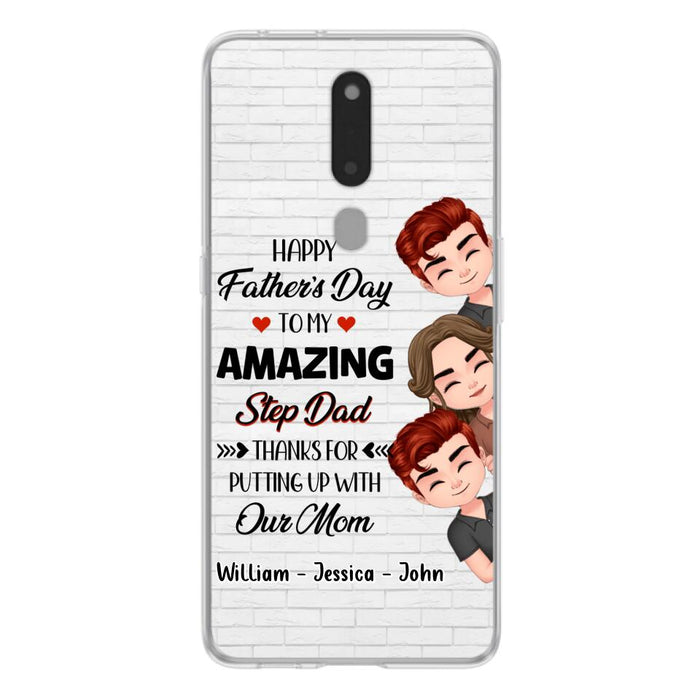 Custom Personalized Thanks Dad Phone Case - Gift Idea For Father's Day - Upto 3 Children - To My Amazing Step Dad Thanks For Putting Up With Our Mom - Case For Oppo, Xiaomi & Huawei