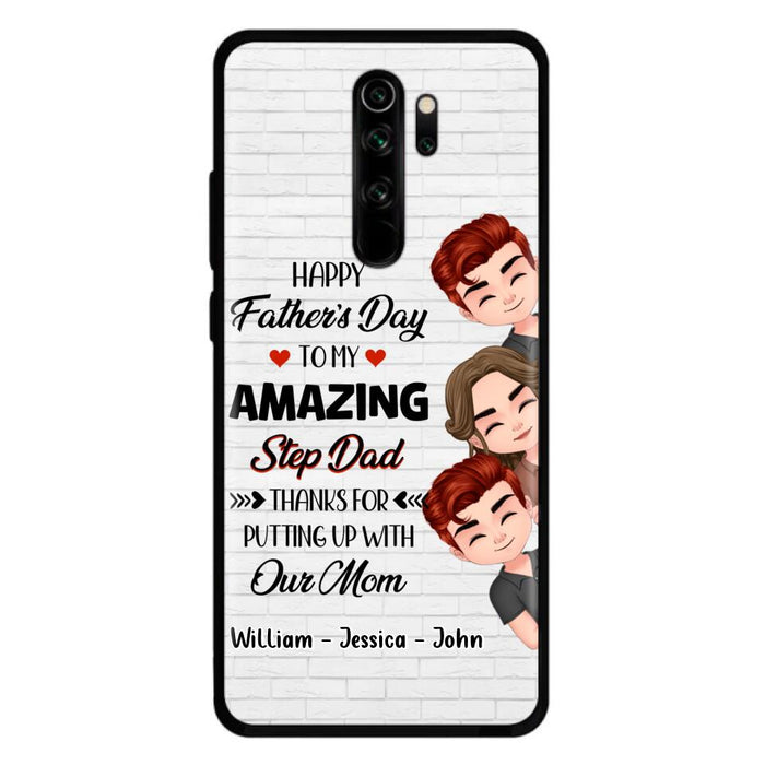 Custom Personalized Thanks Dad Phone Case - Gift Idea For Father's Day - Upto 3 Children - To My Amazing Step Dad Thanks For Putting Up With Our Mom - Case For Oppo, Xiaomi & Huawei