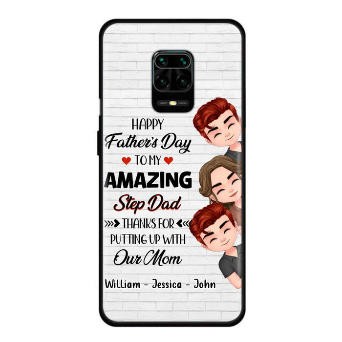 Custom Personalized Thanks Dad Phone Case - Gift Idea For Father's Day - Upto 3 Children - To My Amazing Step Dad Thanks For Putting Up With Our Mom - Case For Oppo, Xiaomi & Huawei