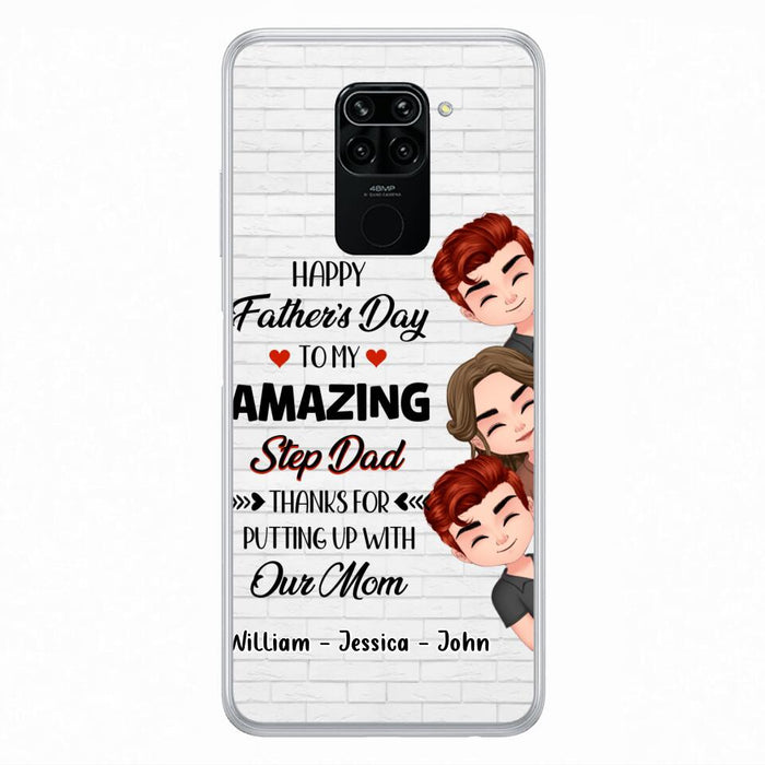 Custom Personalized Thanks Dad Phone Case - Gift Idea For Father's Day - Upto 3 Children - To My Amazing Step Dad Thanks For Putting Up With Our Mom - Case For Oppo, Xiaomi & Huawei