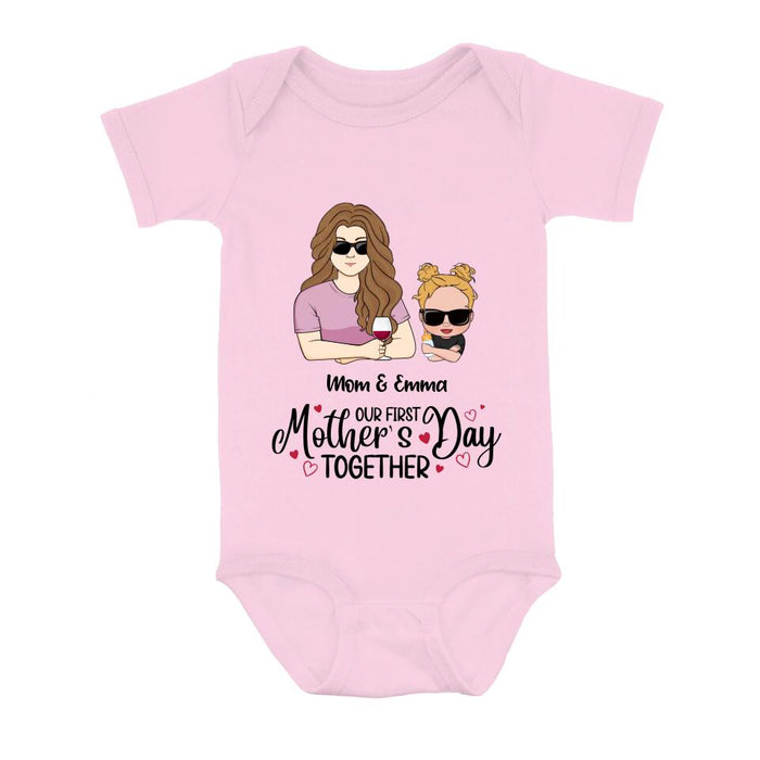 Custom Personalized First Mother's Day Together T-Shirt/ Long Sleeve/ Sweatshirt/ Baby Onesie - Gift Idea For Mother's Day/ Mom/Baby - Our First Mother's Day Together