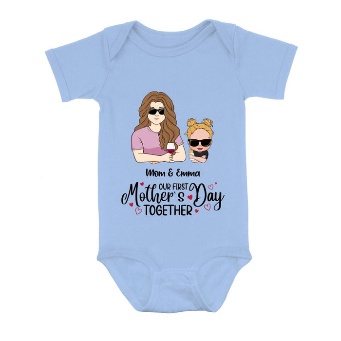 Custom Personalized First Mother's Day Together T-Shirt/ Long Sleeve/ Sweatshirt/ Baby Onesie - Gift Idea For Mother's Day/ Mom/Baby - Our First Mother's Day Together