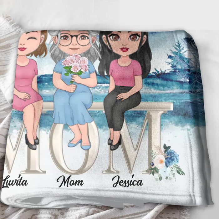 Custom Personalized Mom & Children Quilt/Single Layer Fleece Blanket - Gift Idea For Mother's Day - Upto 4 Children - Forget Mother's Day We Love You Every Day