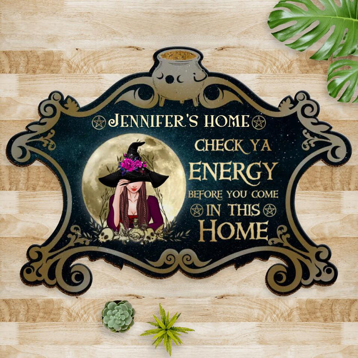 Custom Personalized Witch Doormat - Gift Idea For Halloween/Wiccan Decor/Pagan Decor - Check Ya Energy Before You Come In This Home