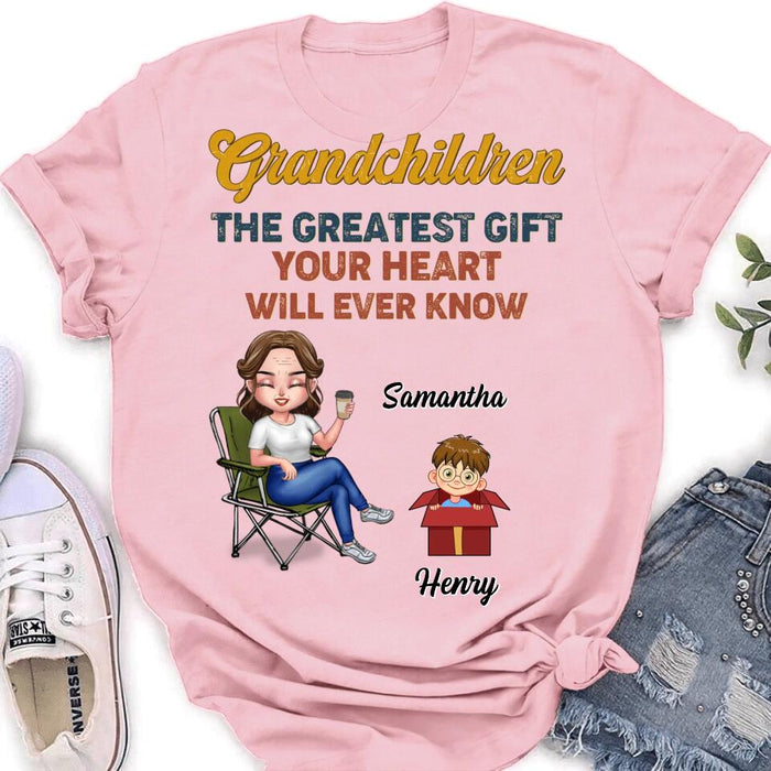 Custom Personalized Grandma Shirt/Long sleeve/Sweatshirt/Hoodie - Gift Idea For Grandma/Mother's Day - Upto 7 Kids - Grandchildren The Greatest Gift Your Heart Will Ever Know