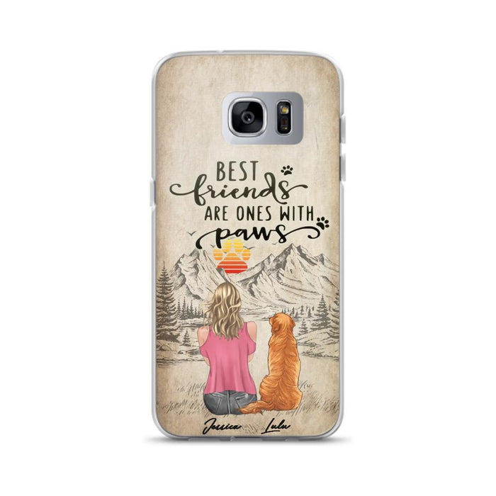 Custom Personalized Dog Mom Phone Case - Upto 5 Dogs - Gift Idea For Mother's Day/Dog Lovers - Best Friends Are Ones With Paws - Case For iPhone And Samsung