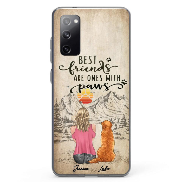 Custom Personalized Dog Mom Phone Case - Upto 5 Dogs - Gift Idea For Mother's Day/Dog Lovers - Best Friends Are Ones With Paws - Case For iPhone And Samsung