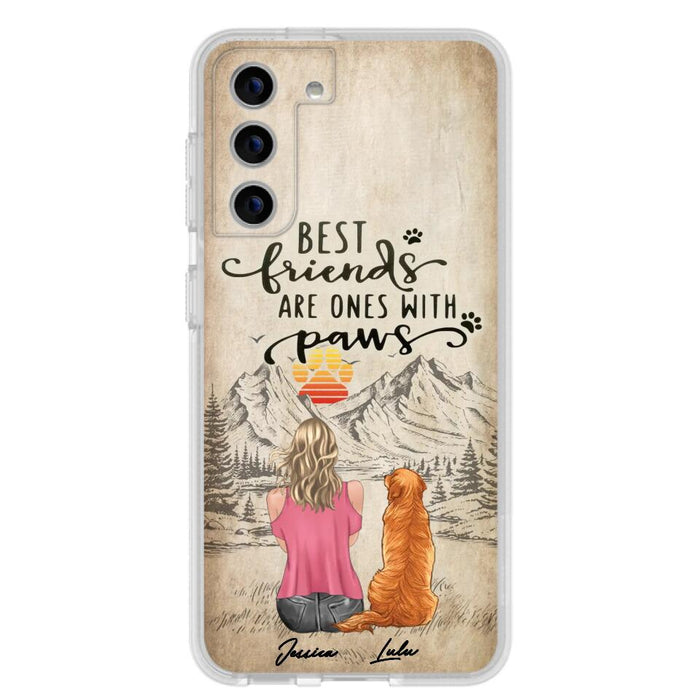 Custom Personalized Dog Mom Phone Case - Upto 5 Dogs - Gift Idea For Mother's Day/Dog Lovers - Best Friends Are Ones With Paws - Case For iPhone And Samsung