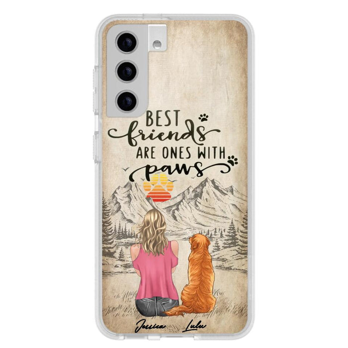 Custom Personalized Dog Mom Phone Case - Upto 5 Dogs - Gift Idea For Mother's Day/Dog Lovers - Best Friends Are Ones With Paws - Case For iPhone And Samsung