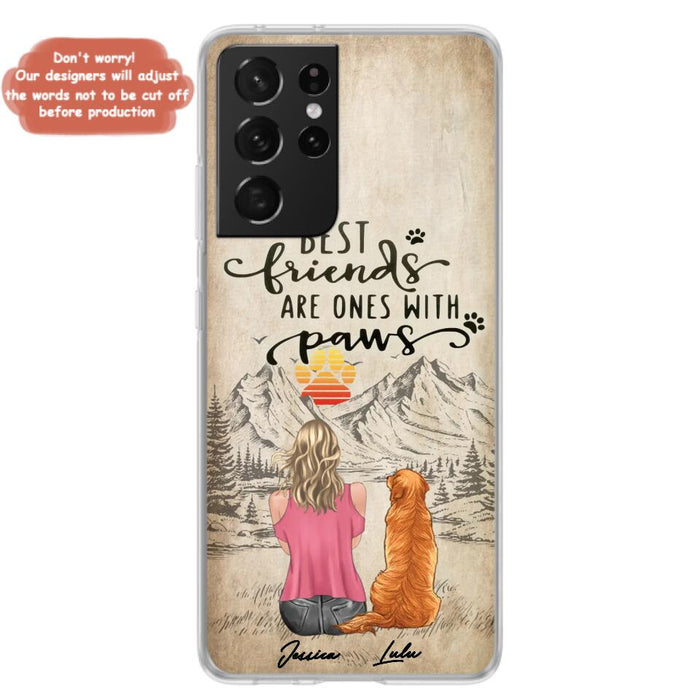 Custom Personalized Dog Mom Phone Case - Upto 5 Dogs - Gift Idea For Mother's Day/Dog Lovers - Best Friends Are Ones With Paws - Case For iPhone And Samsung