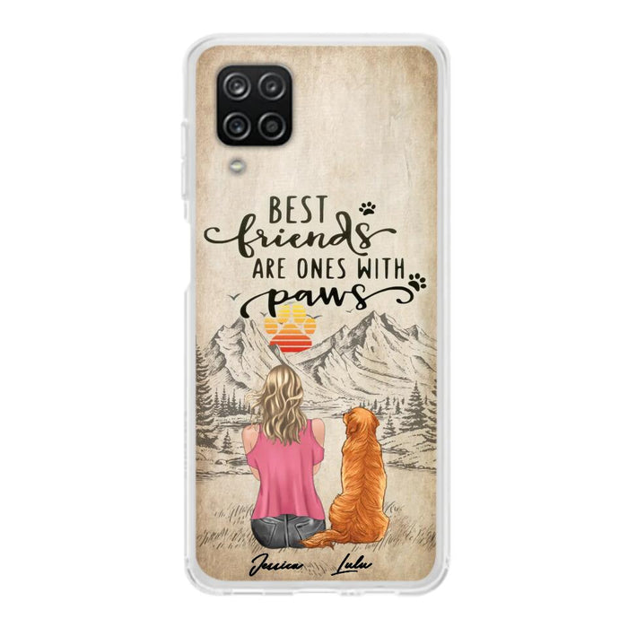 Custom Personalized Dog Mom Phone Case - Upto 5 Dogs - Gift Idea For Mother's Day/Dog Lovers - Best Friends Are Ones With Paws - Case For iPhone And Samsung