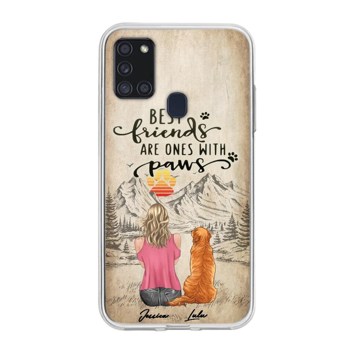 Custom Personalized Dog Mom Phone Case - Upto 5 Dogs - Gift Idea For Mother's Day/Dog Lovers - Best Friends Are Ones With Paws - Case For iPhone And Samsung