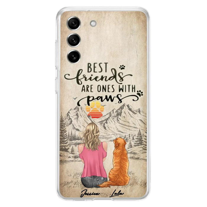 Custom Personalized Dog Mom Phone Case - Upto 5 Dogs - Gift Idea For Mother's Day/Dog Lovers - Best Friends Are Ones With Paws - Case For iPhone And Samsung