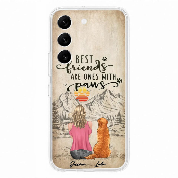 Custom Personalized Dog Mom Phone Case - Upto 5 Dogs - Gift Idea For Mother's Day/Dog Lovers - Best Friends Are Ones With Paws - Case For iPhone And Samsung