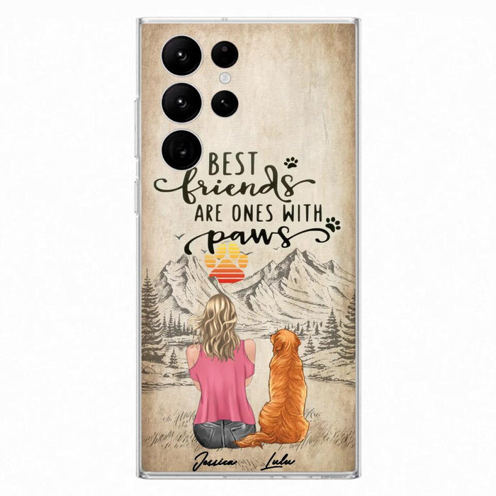 Custom Personalized Dog Mom Phone Case - Upto 5 Dogs - Gift Idea For Mother's Day/Dog Lovers - Best Friends Are Ones With Paws - Case For iPhone And Samsung