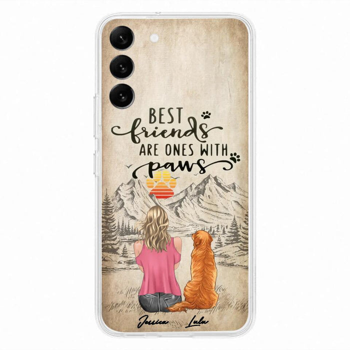 Custom Personalized Dog Mom Phone Case - Upto 5 Dogs - Gift Idea For Mother's Day/Dog Lovers - Best Friends Are Ones With Paws - Case For iPhone And Samsung