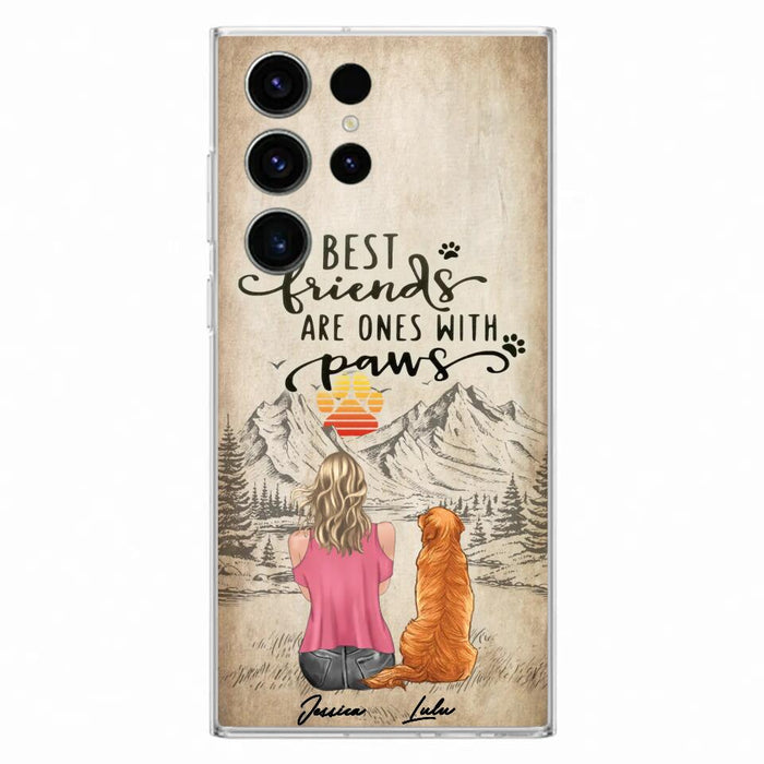 Custom Personalized Dog Mom Phone Case - Upto 5 Dogs - Gift Idea For Mother's Day/Dog Lovers - Best Friends Are Ones With Paws - Case For iPhone And Samsung