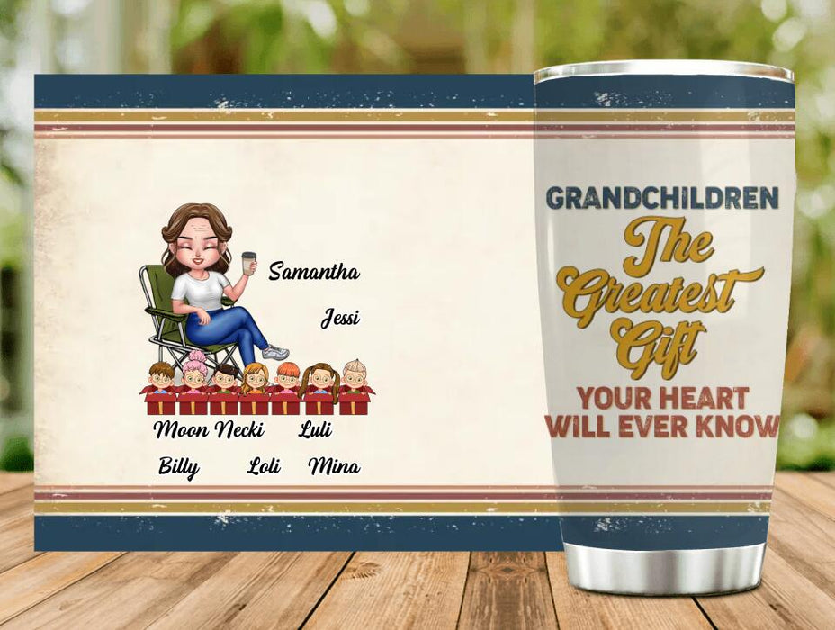 Custom Personalized Grandma Tumbler - Gift Idea For Grandma/Mother's Day - Upto 7 Kids - Grandchildren The Greatest Gift Your Heart Will Ever Know