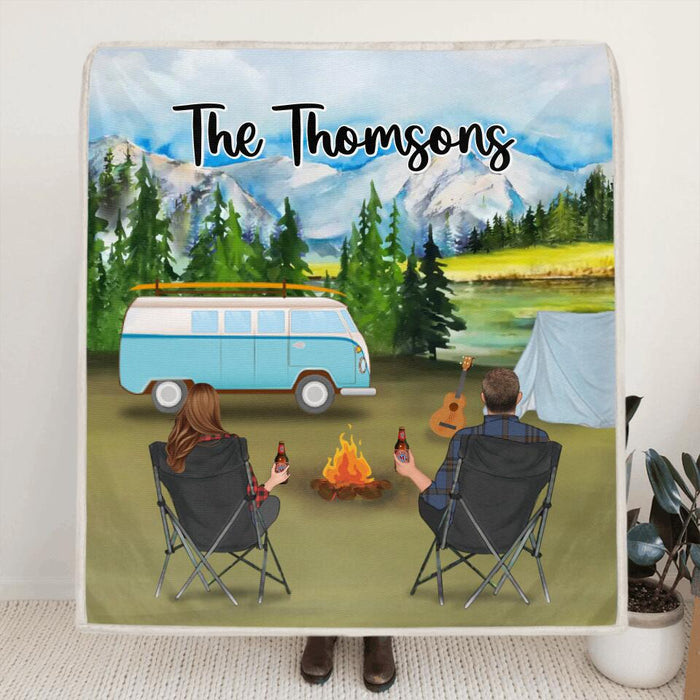 Custom Personalized Camping Blanket - Gift For Father's Day from Wife to Husband - Family Name - ODH9UF