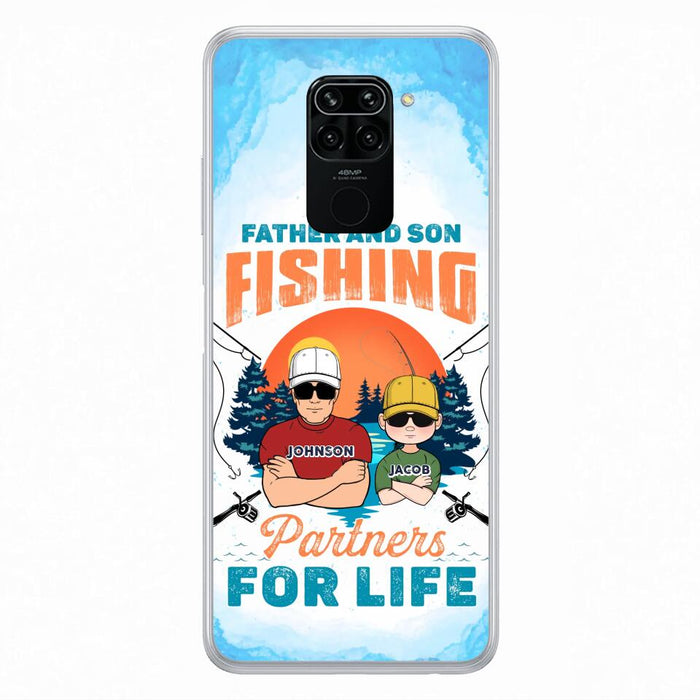 Custom Personalized Father And Son Fishing Phone Case For Xiaomi/ Oppo/ Huawei - Dad With Upto 3 Children - Gift Idea For Father/ Son/ Daughter/ Father's Day/ Fishing Lover - Father And Son Fishing Partners For Life