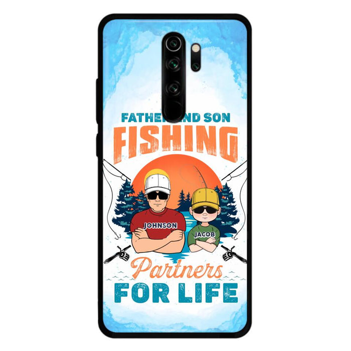 Custom Personalized Father And Son Fishing Phone Case For Xiaomi/ Oppo/ Huawei - Dad With Upto 3 Children - Gift Idea For Father/ Son/ Daughter/ Father's Day/ Fishing Lover - Father And Son Fishing Partners For Life