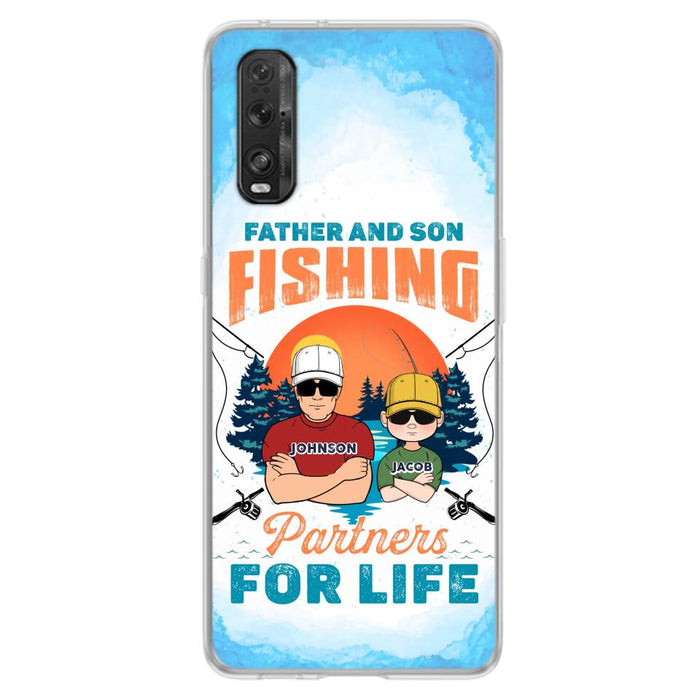 Custom Personalized Father And Son Fishing Phone Case For Xiaomi/ Oppo/ Huawei - Dad With Upto 3 Children - Gift Idea For Father/ Son/ Daughter/ Father's Day/ Fishing Lover - Father And Son Fishing Partners For Life