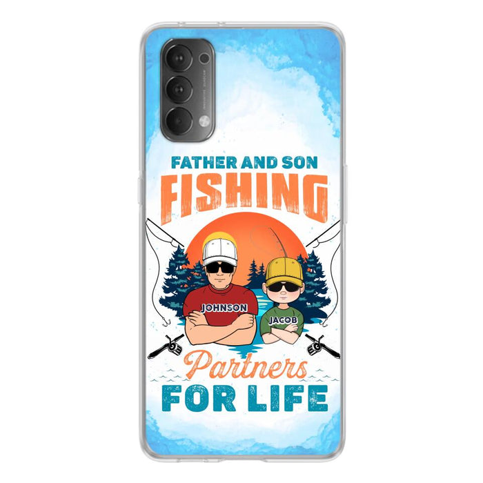 Custom Personalized Father And Son Fishing Phone Case For Xiaomi/ Oppo/ Huawei - Dad With Upto 3 Children - Gift Idea For Father/ Son/ Daughter/ Father's Day/ Fishing Lover - Father And Son Fishing Partners For Life