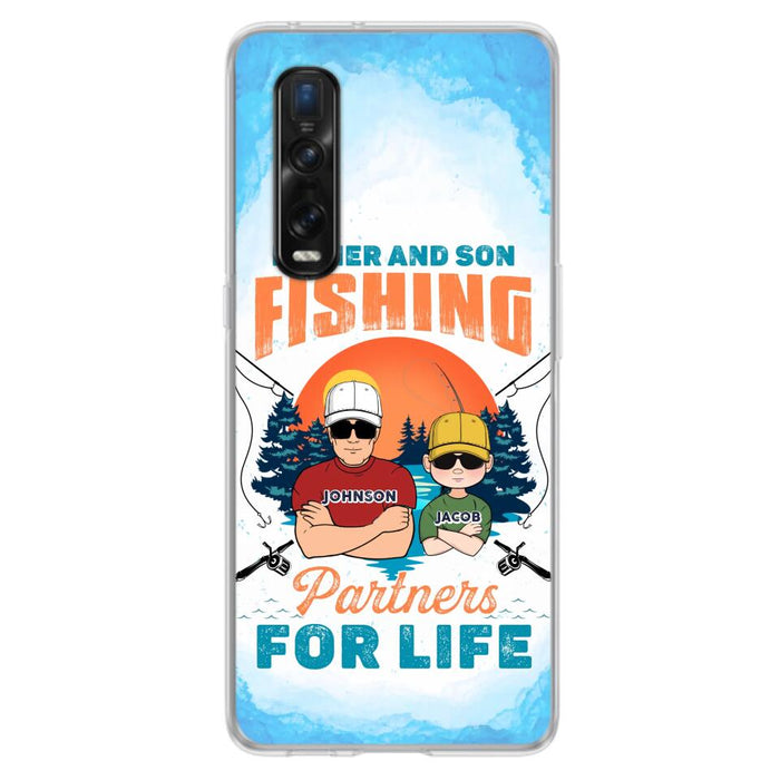 Custom Personalized Father And Son Fishing Phone Case For Xiaomi/ Oppo/ Huawei - Dad With Upto 3 Children - Gift Idea For Father/ Son/ Daughter/ Father's Day/ Fishing Lover - Father And Son Fishing Partners For Life