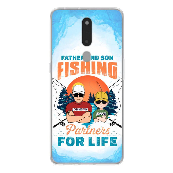 Custom Personalized Father And Son Fishing Phone Case For Xiaomi/ Oppo/ Huawei - Dad With Upto 3 Children - Gift Idea For Father/ Son/ Daughter/ Father's Day/ Fishing Lover - Father And Son Fishing Partners For Life