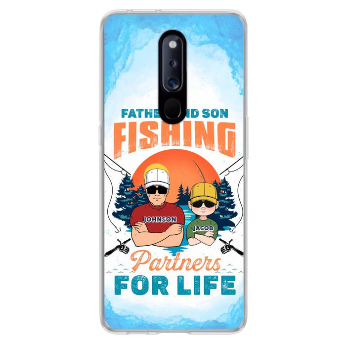 Custom Personalized Father And Son Fishing Phone Case For Xiaomi/ Oppo/ Huawei - Dad With Upto 3 Children - Gift Idea For Father/ Son/ Daughter/ Father's Day/ Fishing Lover - Father And Son Fishing Partners For Life