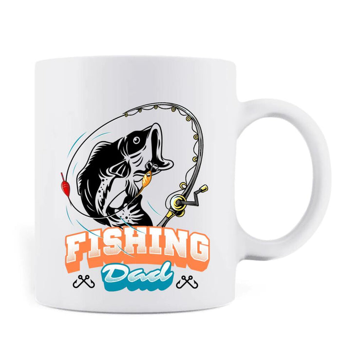 Custom Personalized Father And Son Fishing Coffee Mug - Dad With Upto 3 Children - Gift Idea For Father/ Son/ Daughter/ Father's Day/ Fishing Lover - Fishing Dad