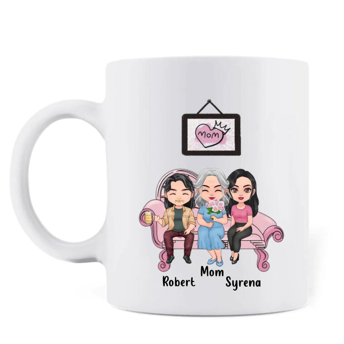 Custom Personalized Mother Mug - Mom With Upto 2 Children - Gift Idea For Mother's Day - To My Mother-In-Law Thank For Not Putting My Husband Up For Adoption