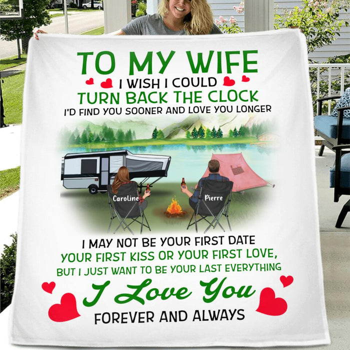 Custom Personalized Camping Couple Fleece/ Quilt Blanket - Gift Idea For Couple/ Camping Lover - I Love You Forever And Always